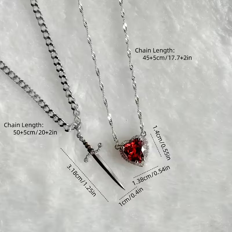 Collier Duo Cœur & épée