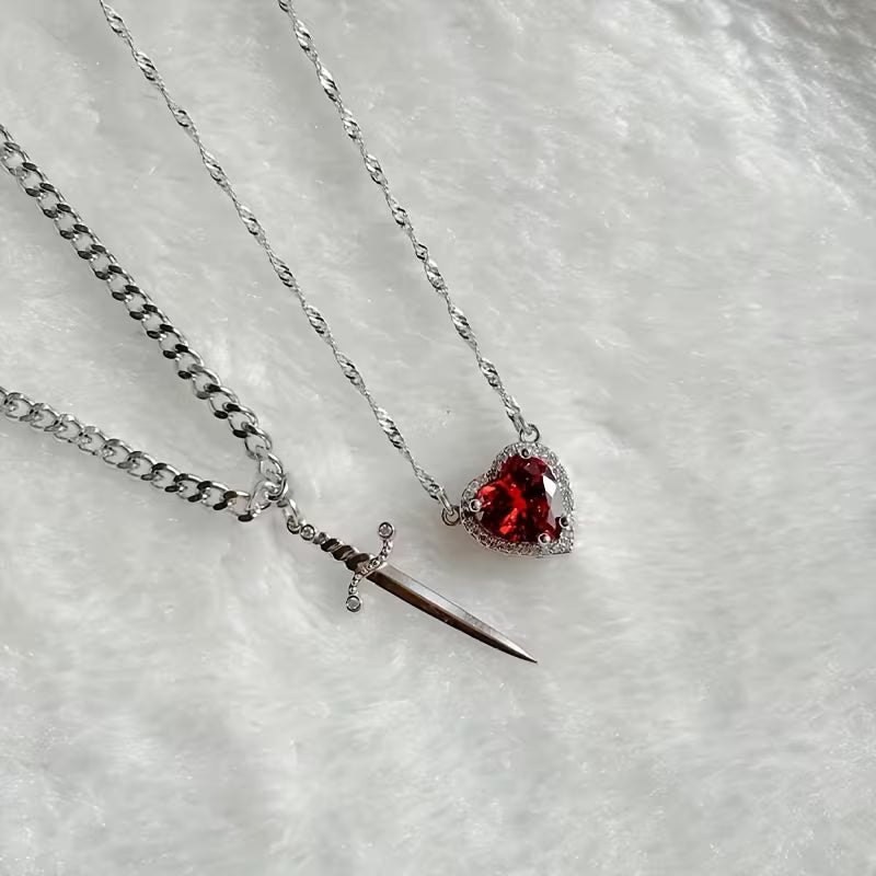 Collier Duo Cœur & épée